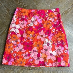 TALBOTS PETITE Orange/Pink Floral Mini Skirt 2P